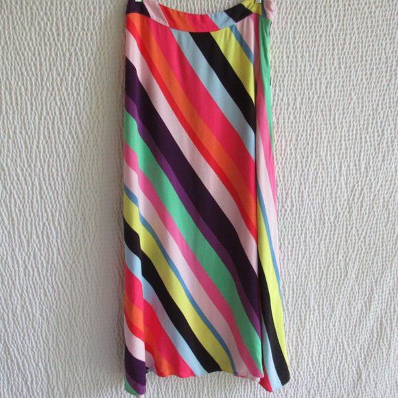 Colorful Slimming Striped Long Maxi Skirt Ziwoman 46 Side Zip Knit Excel… - Picture 1 of 9